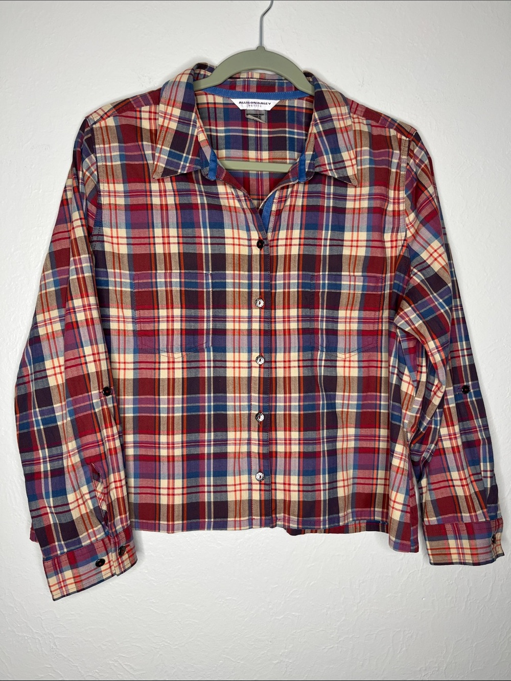 Allison Daley Plaid Cotton Button Up - Large Petite Fall Fashion Lumberjack